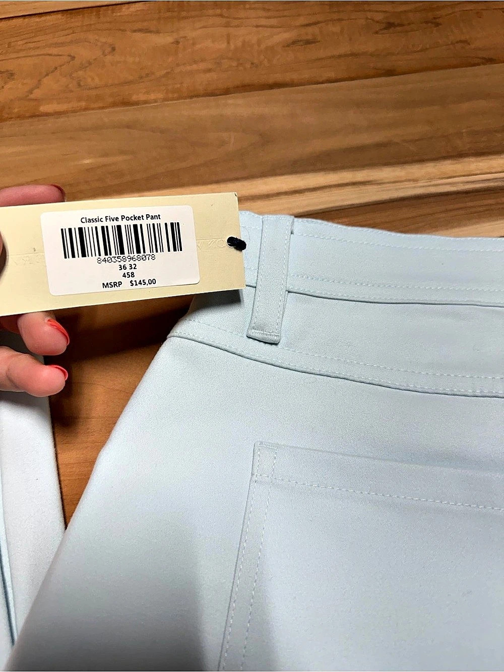 NWT Onward Reserve Classic Five Pocket Pants Sky Blue 36x32 - Picture 3 of 3